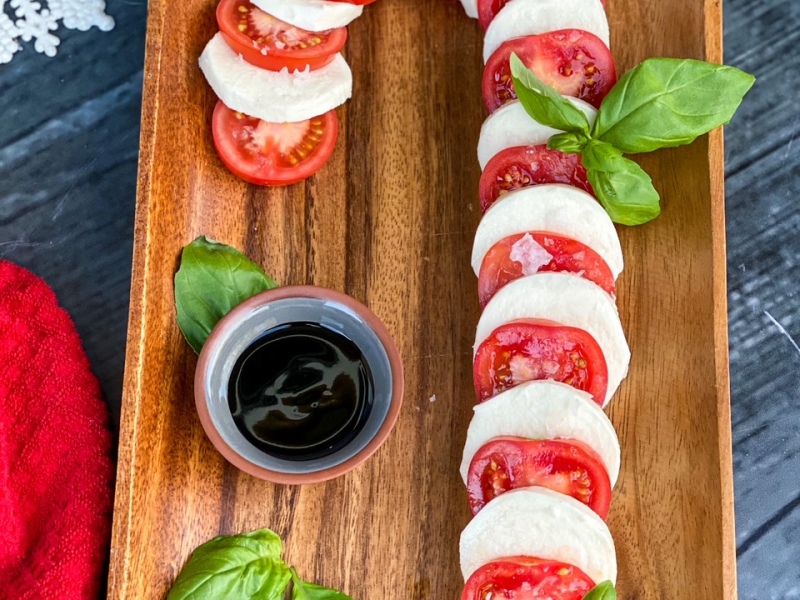 Christmas Candy Cane Caprese Holiday Appetizer